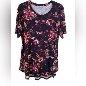Lane Bryant Navy Floral Swing Tee